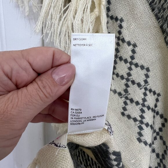 Free people Woven Pattern Boho Fringe Poncho Women's OSFA - Picture 6 of 6